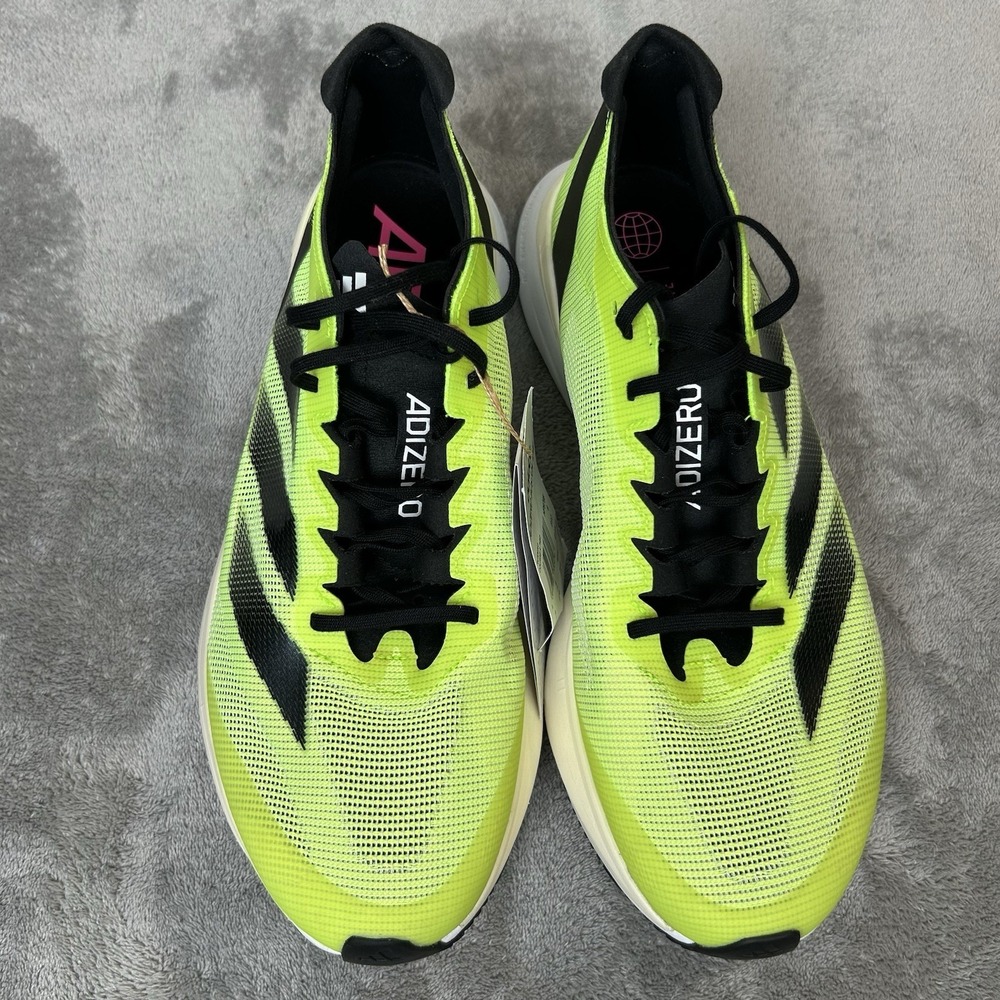 Adidas Adizero Boston 12 running shoe in the "Lucid Lemon Black" Men's Size 9.5 - Picture 11 of 16